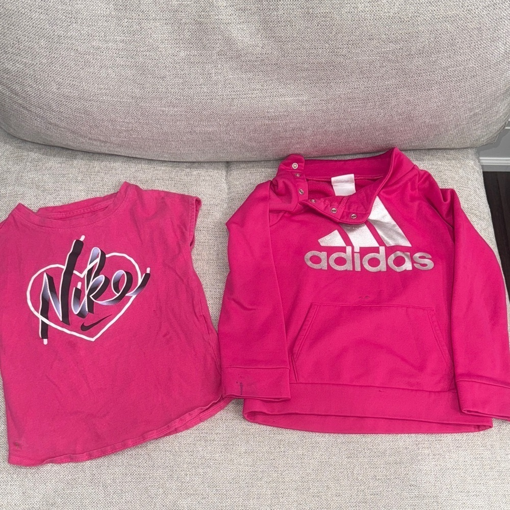 Adidas and Nike Kids Pink Tops Set